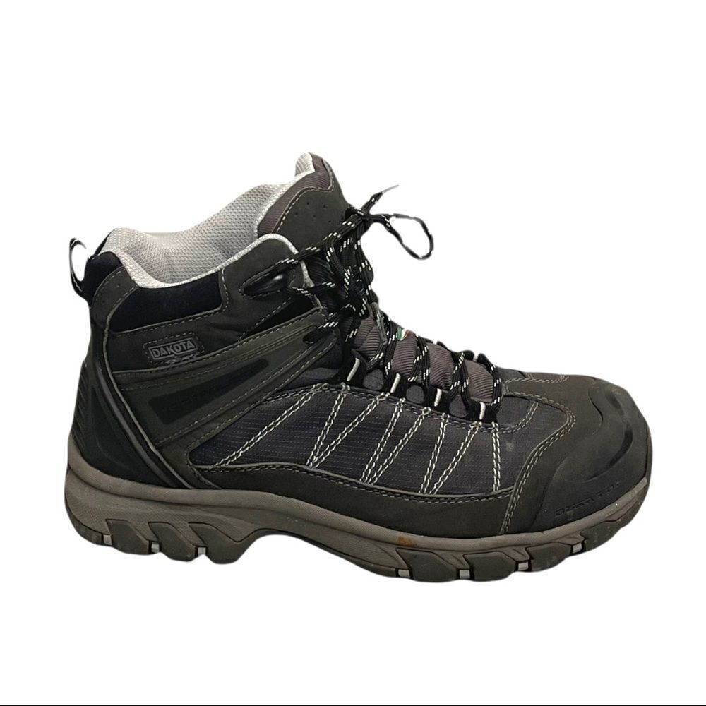 DAKOTA Men's Grey Lace Up Safety Toe Work Boots Size 8 EE